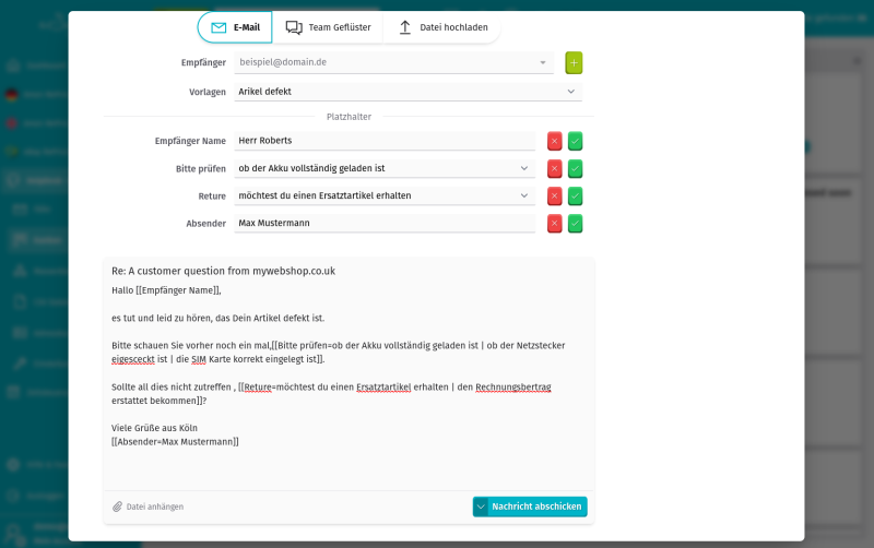 eSagu - HelpDesk - Intelligente Antwort Vorlagen