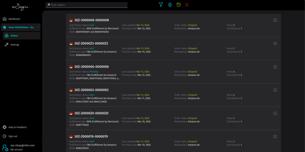 eSagu - Rating Solicitations for Amazon - Automated review requests for Amazon sellers