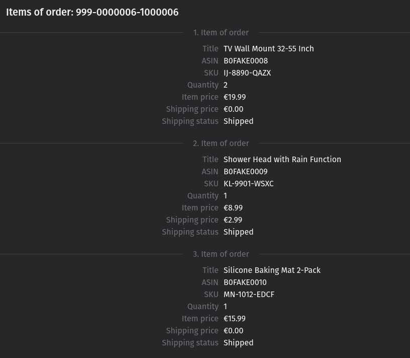 Order Items
