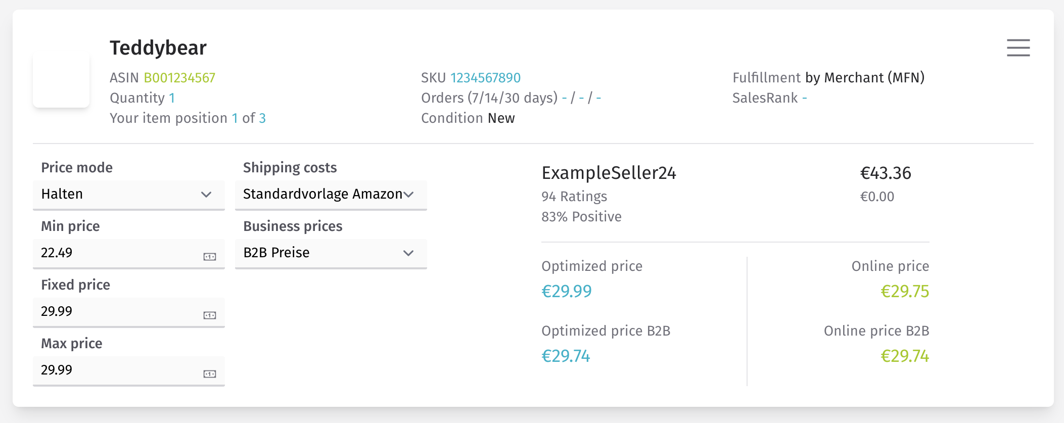 Optimized B2B prices
