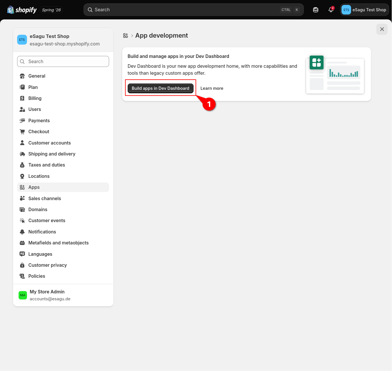 Zum Shopify Dev Dashboard wechseln