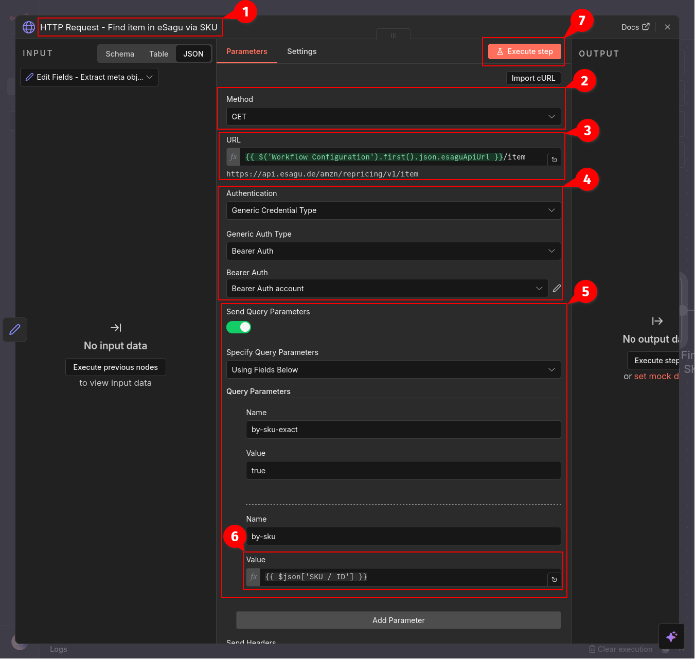 Auswahl eines HTTP-Requests für die Artikelsuche in eSagu