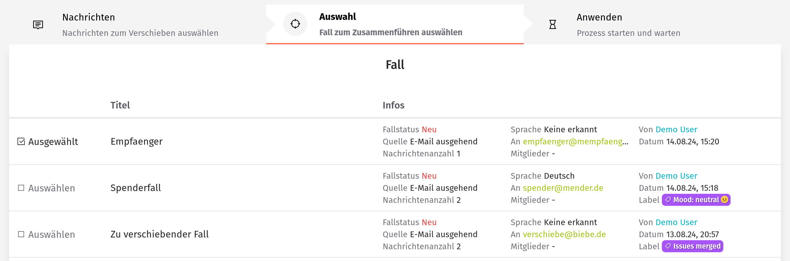 Zielausgabe auswählen
