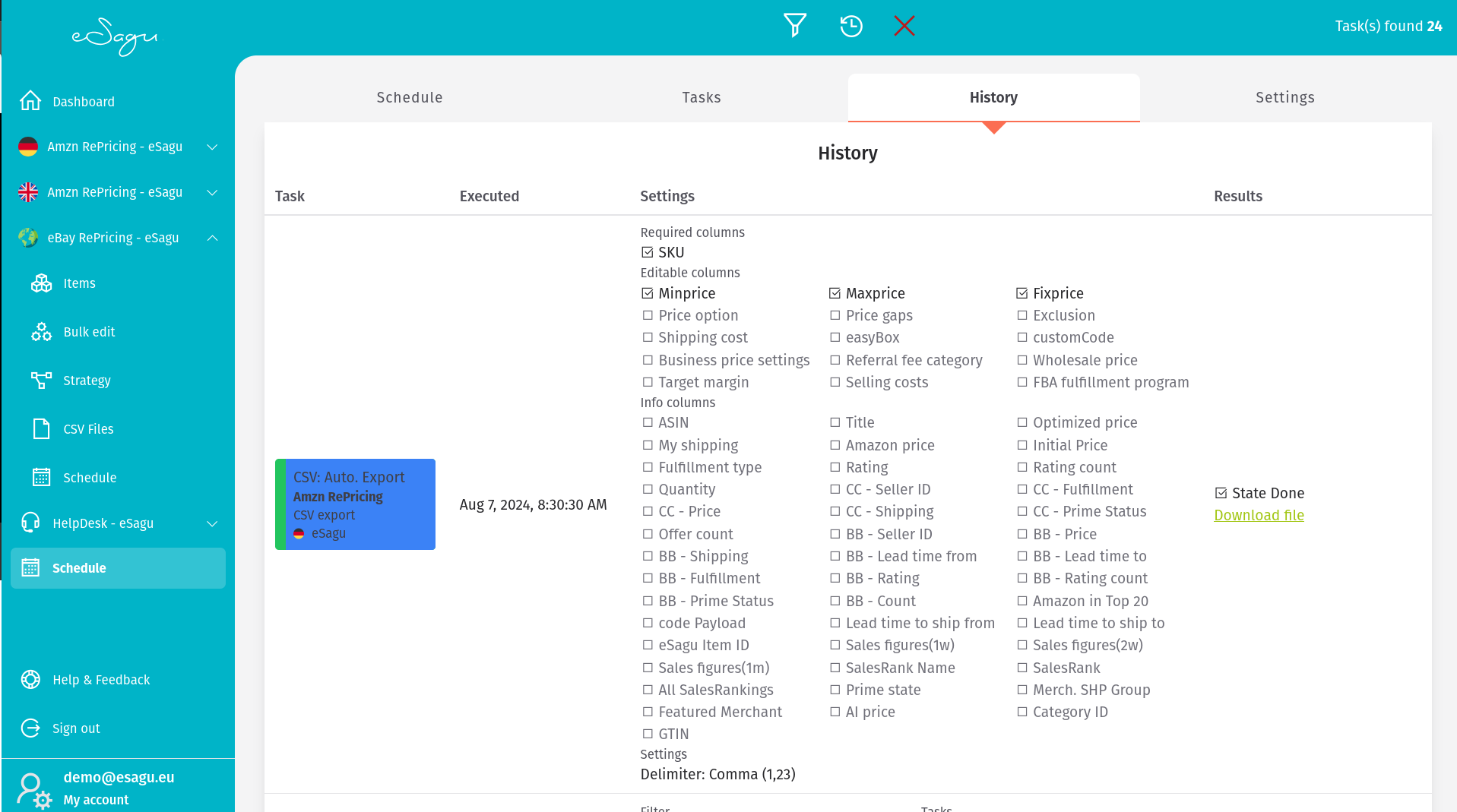 A Completed Task in the Log