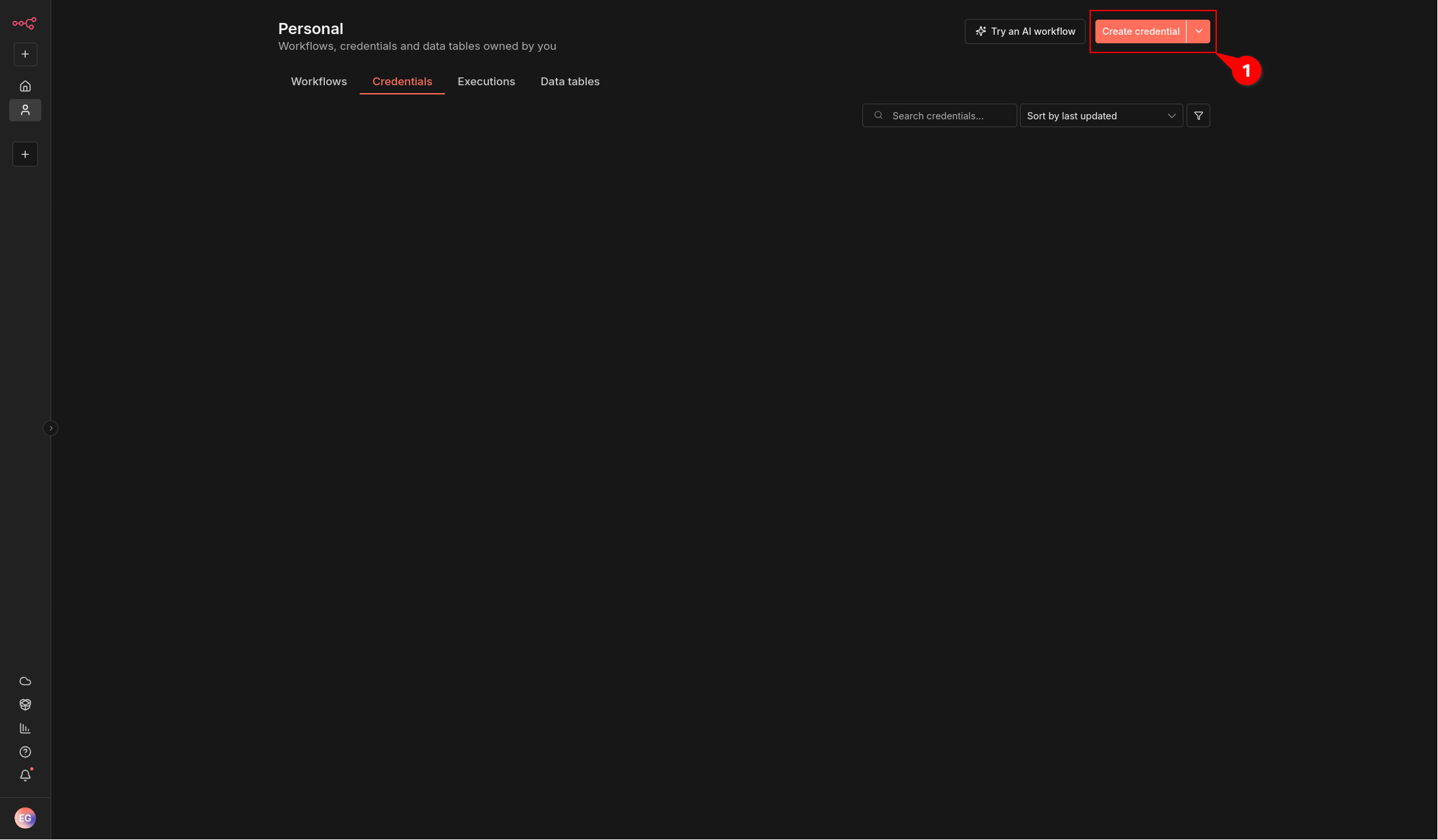 Create new credentials in n8n