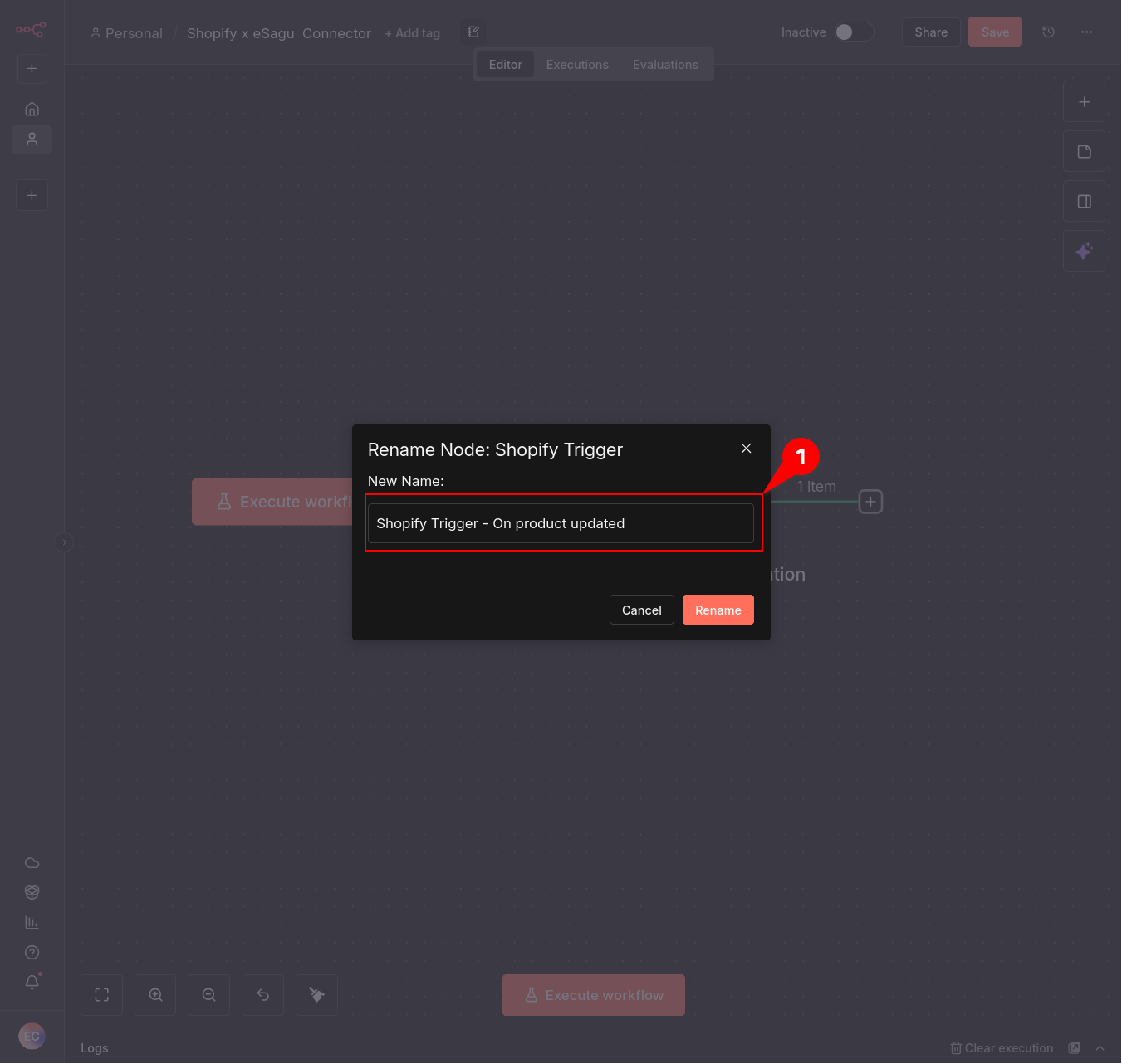 Umbenennung des Shopify-Triggers
