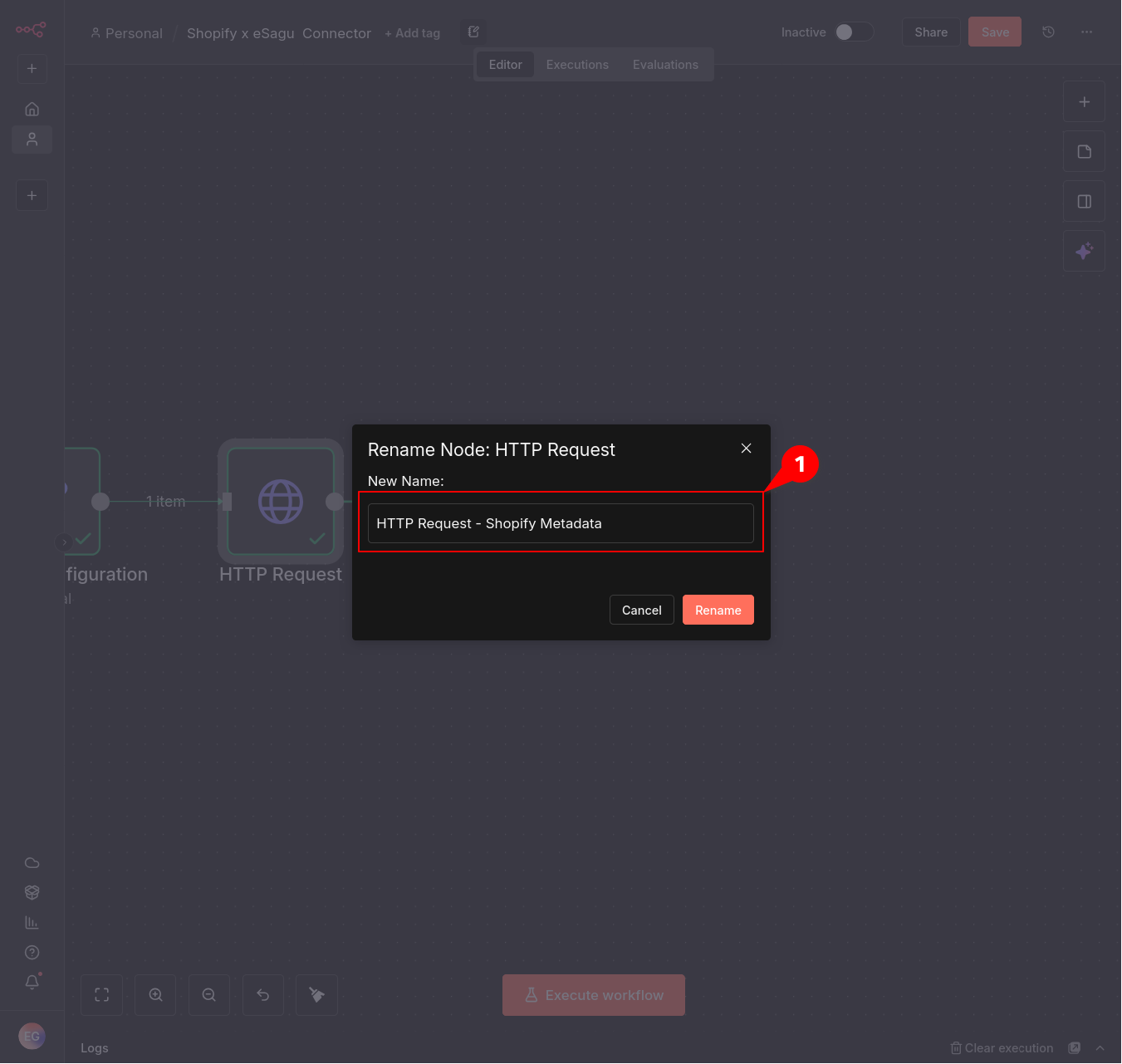 Umbenennung des HTTP-Requests für Shopify-Metadaten