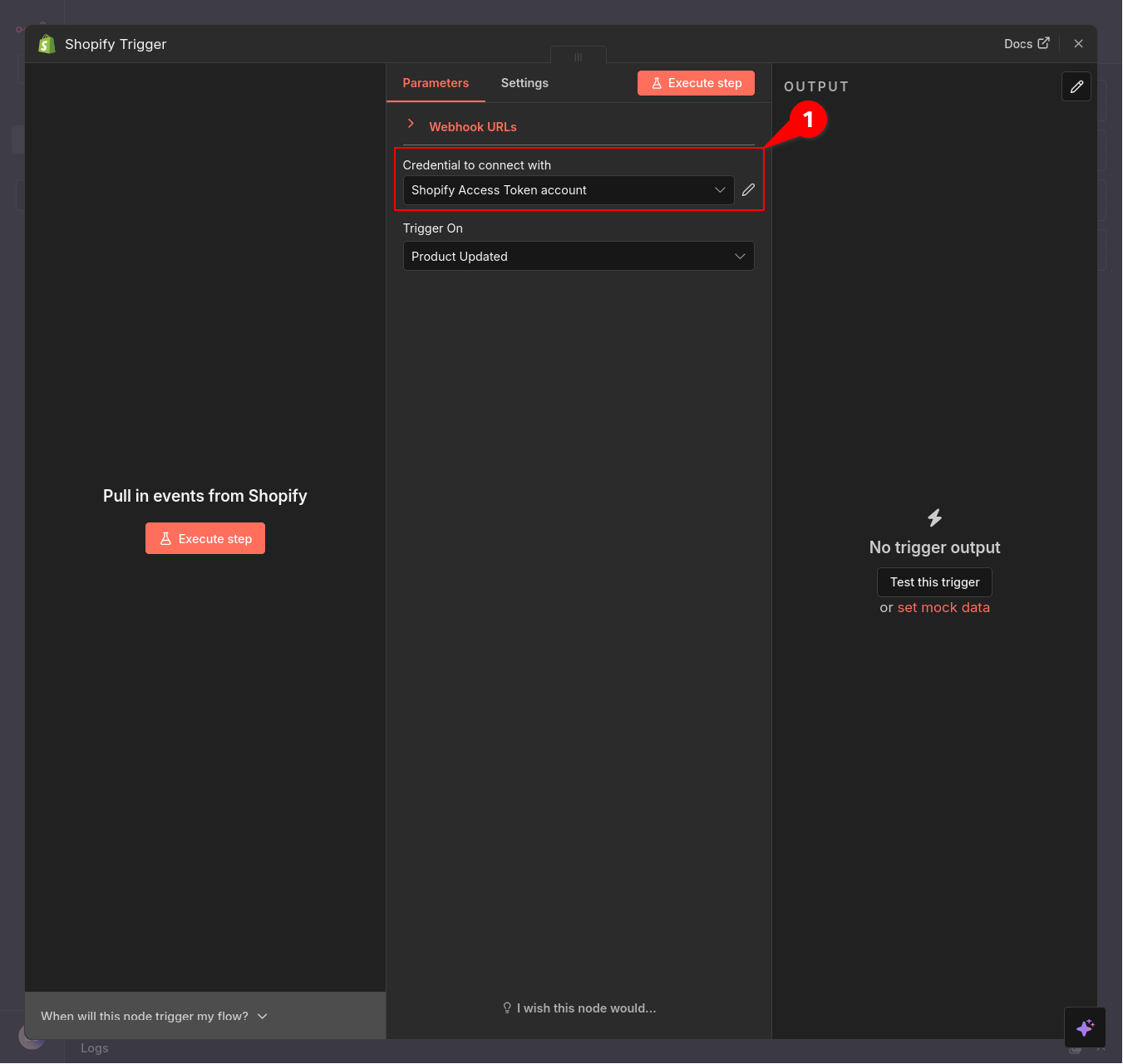 Konfiguration des Shopify-Triggers für aktualisierte Produkte
